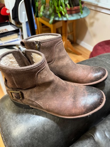 Ugg brown suede faux - suede, fur